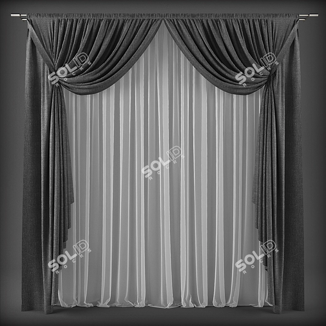 Modern Style Curtains 3D model image 1