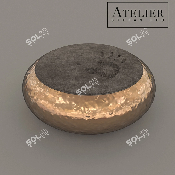 Stylish Velvet Metal Pouf 3D model image 1