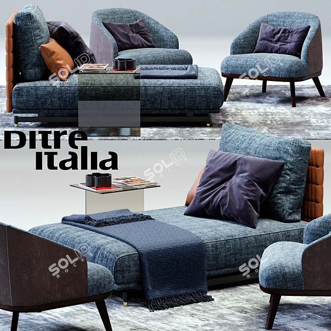 St Germain & St Tropez Set | Contemporary Day Bed & Armchair 3D model image 1