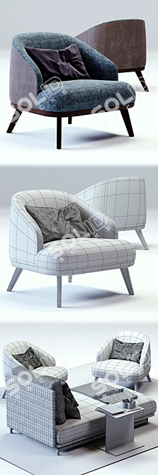 St Germain & St Tropez Set | Contemporary Day Bed & Armchair 3D model image 3