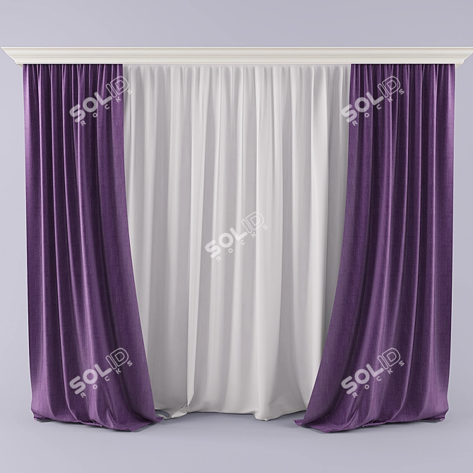 Elegant Classic Curtains 3D model image 1