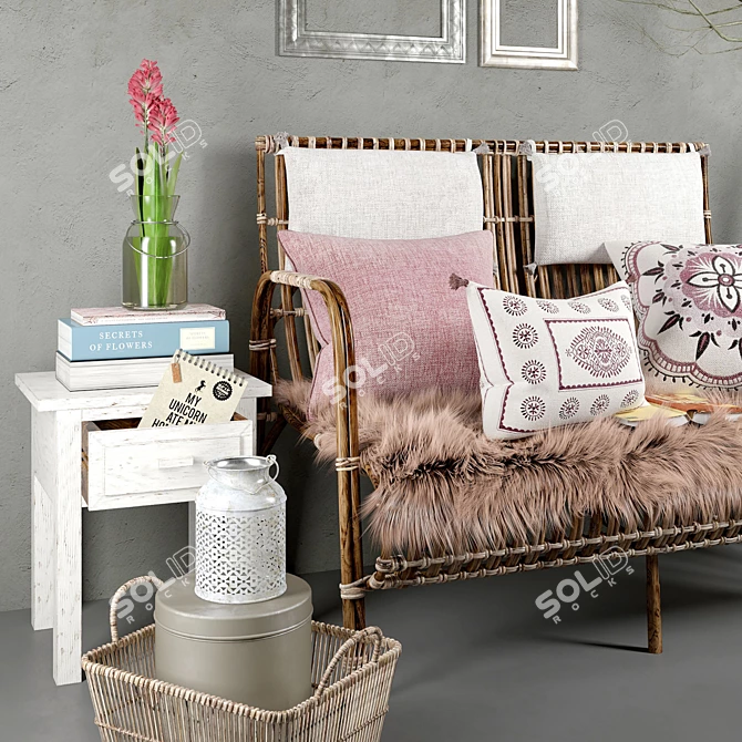 Hubsch Rattan Interior Set: Stylish and Versatile 3D model image 2