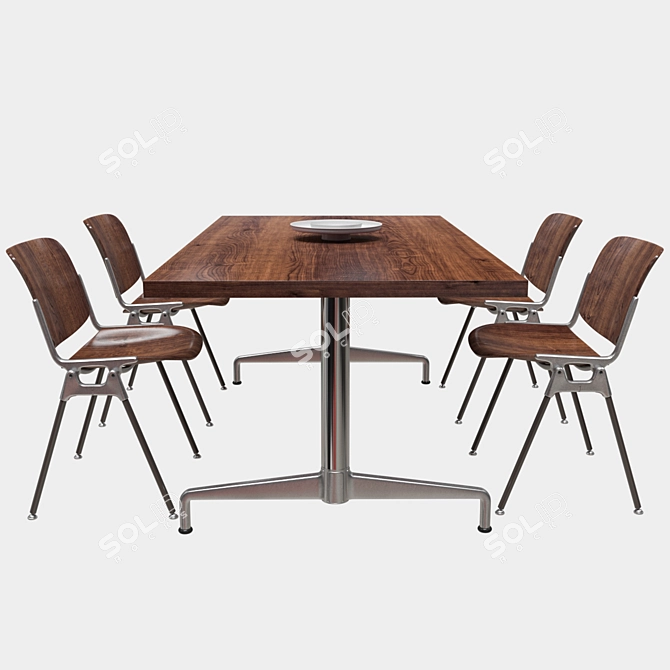 Luxury Rosewood Dining Table with Castelli Chairs 3D model image 3
