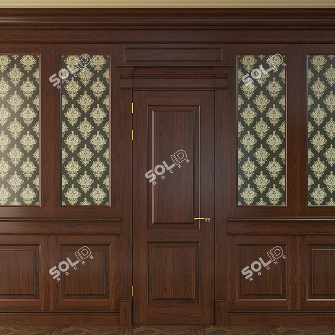 Elegant Wood Door Panels 3D model image 1
