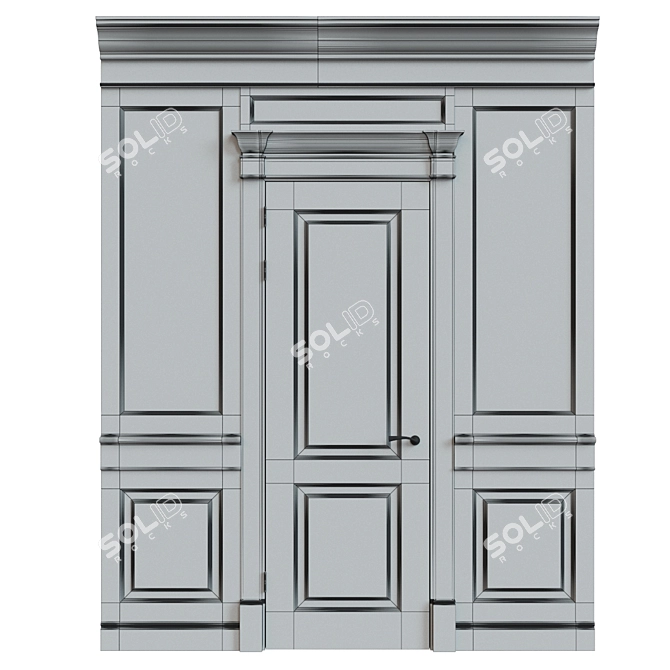 Elegant Wood Door Panels 3D model image 3