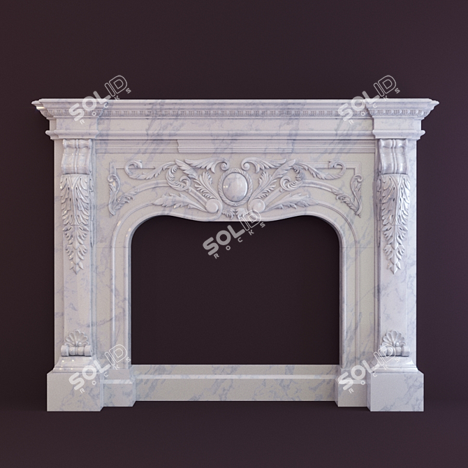 Elegant Marble Fireplace Portal 3D model image 1