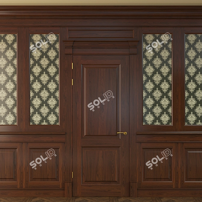 800-Panel Wooden Door 3D model image 1