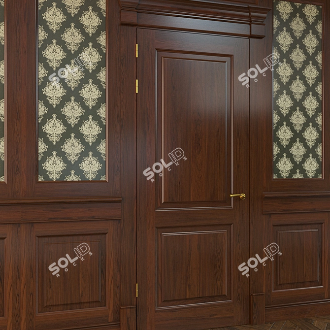 800-Panel Wooden Door 3D model image 2