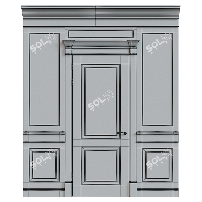 800-Panel Wooden Door 3D model image 3