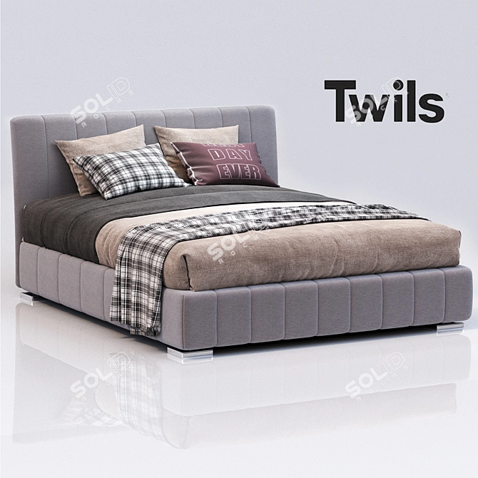 Elegant Twils Bed 3D model image 1