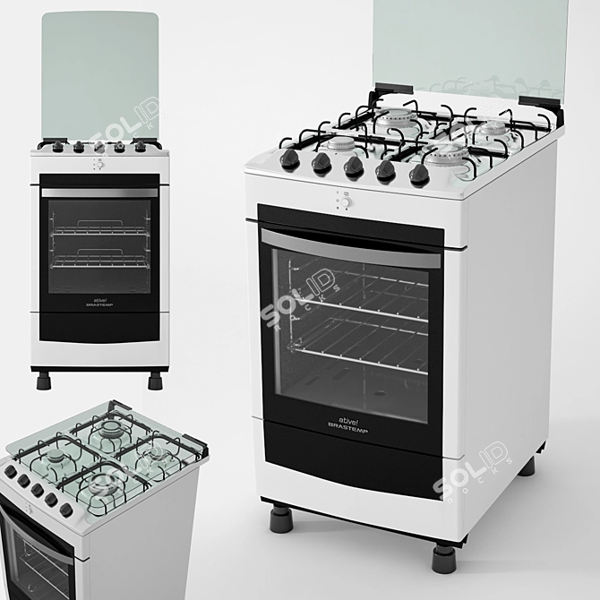 Brastemp Gas Stove+: Effortless Cooking 3D model image 1