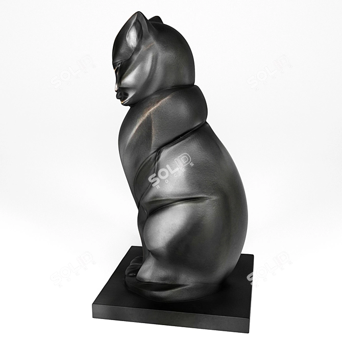 Elegant Bronze Cat Art Deco 3D model image 2