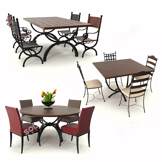 Title: Legacy Dining Collection - Comfort and Durability 3D model image 1