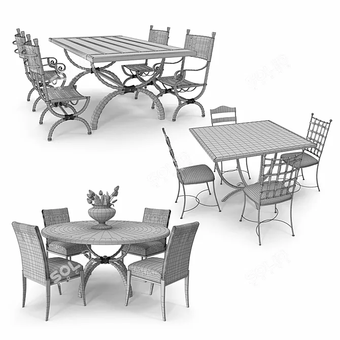 Title: Legacy Dining Collection - Comfort and Durability 3D model image 2