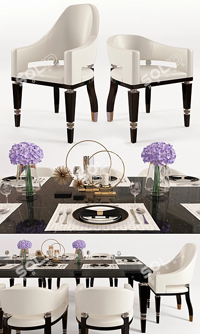 Visionnaire Windsor Table & Priscilla Chair Set 3D model image 2