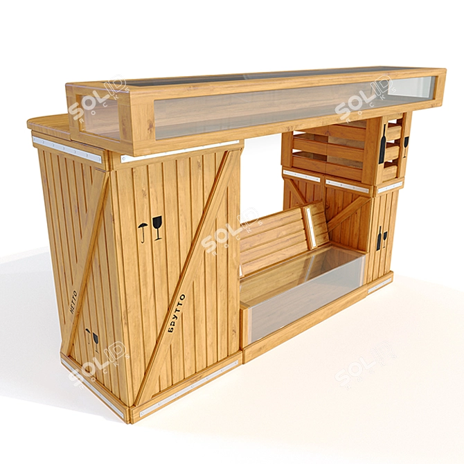 Title: Wooden Bar Counter 3D model image 1
