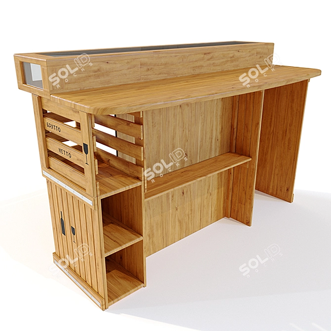 Title: Wooden Bar Counter 3D model image 2