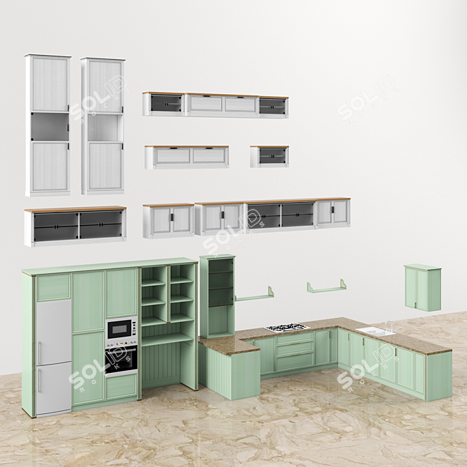 Modern Kitchen Furniture Set 3D model image 2