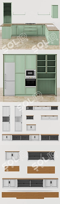 Modern Kitchen Furniture Set 3D model image 3