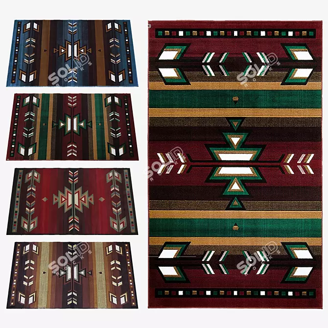 Taj Mahal Southwestern Rug: Vibrant, Textured Design 3D model image 1