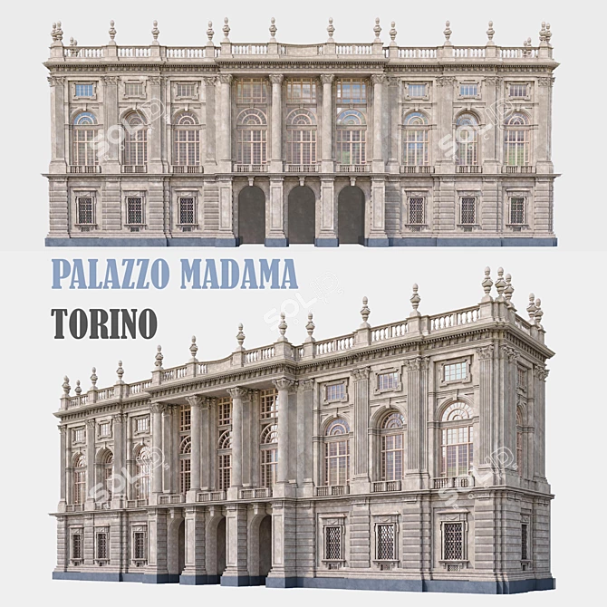 Elegant Palazzo in Turin 3D model image 1