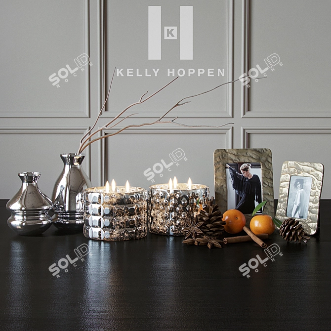 Elegant Lyra Candle Set by Kelly Hoppen 3D model image 1