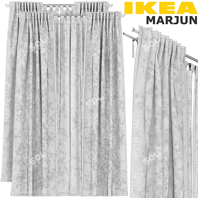 Modern Gray and Brown Curtain Set 3D model image 3