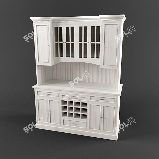 Elegant Oak Sideboard | 120cm Width 3D model image 1