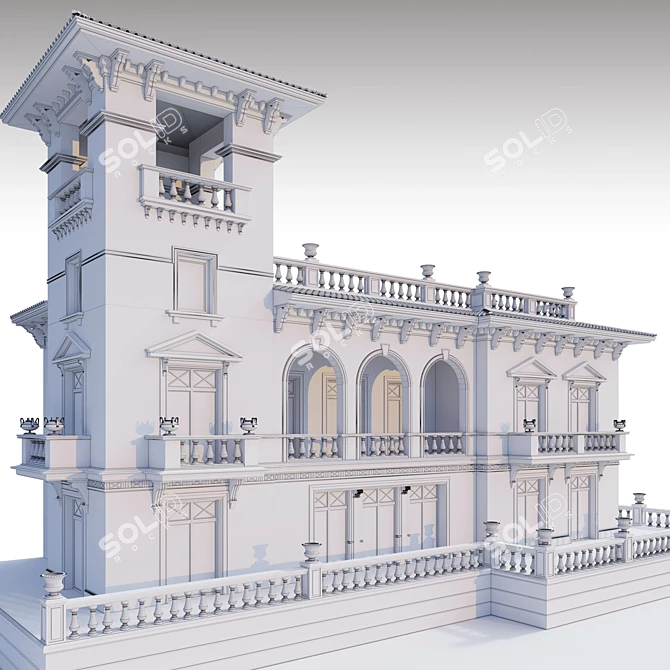 Latin-Inspired Classic Style Facade 3D model image 3