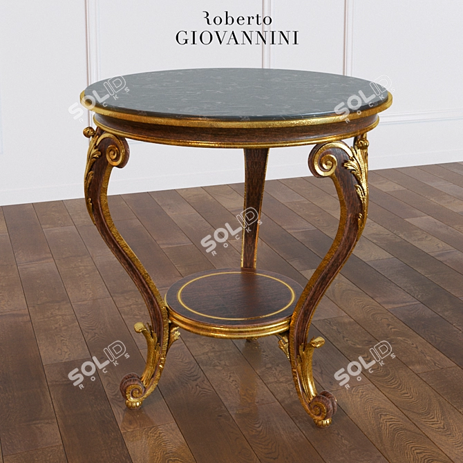 Roberto Giovannini 1141 Gold-Embellished Wooden Table 3D model image 1