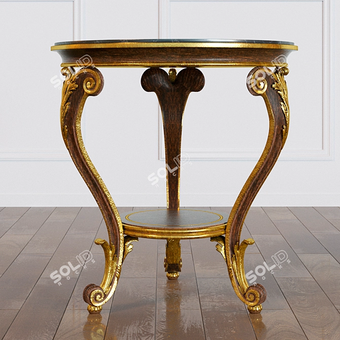 Roberto Giovannini 1141 Gold-Embellished Wooden Table 3D model image 2