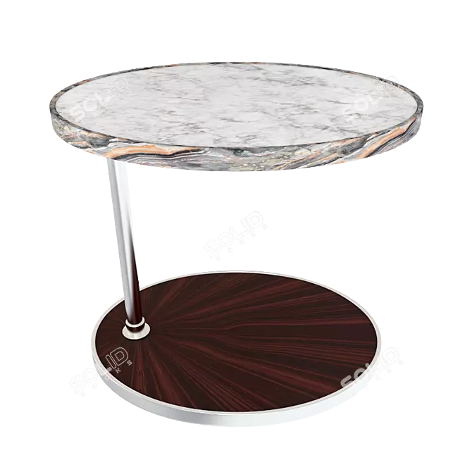 Vintage Black Wood and Nickel Mirror Rotating Table 3D model image 1