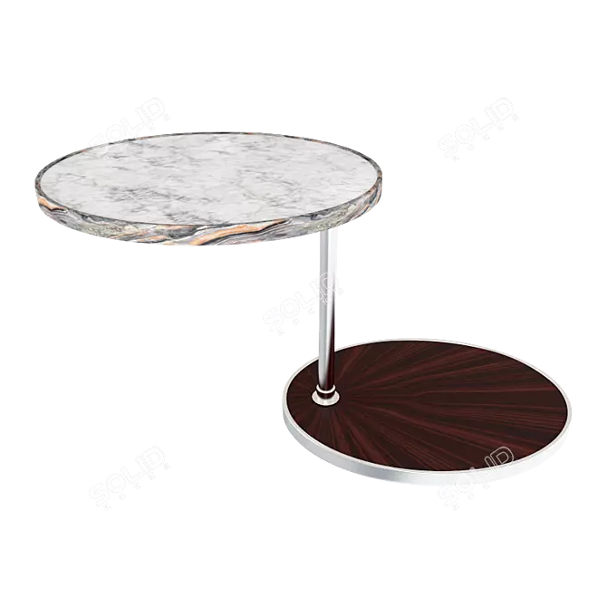 Vintage Black Wood and Nickel Mirror Rotating Table 3D model image 2