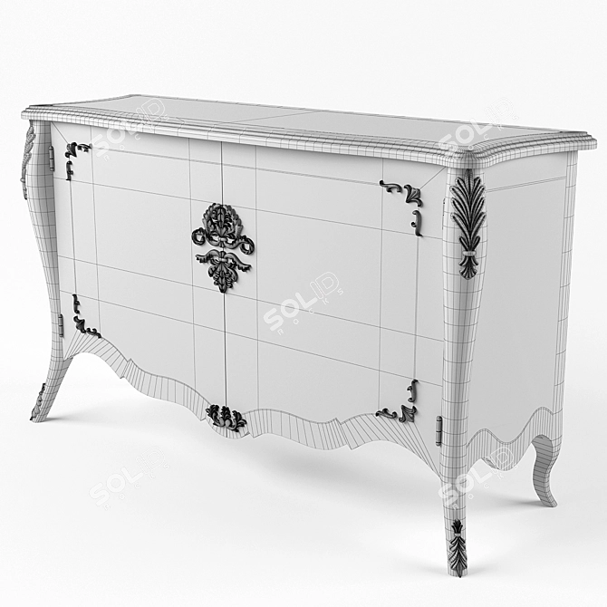 Antique Silver Leaf Art Credenza 3D model image 2