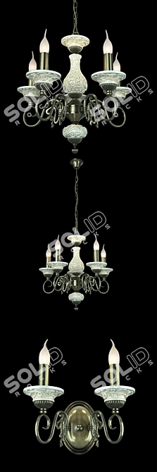 Altalusse Antique Bronze Wall Sconce & Chandelier Set 3D model image 2