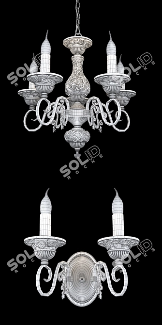 Altalusse Antique Bronze Wall Sconce & Chandelier Set 3D model image 3