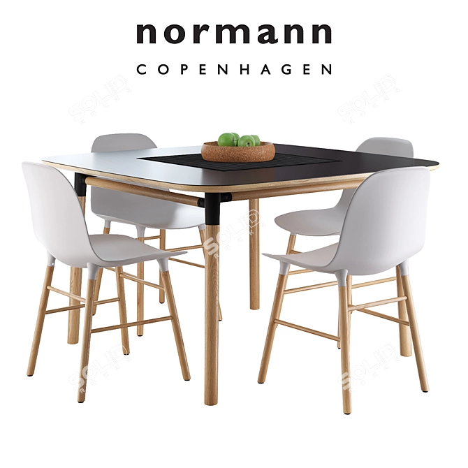 Sleek Normann Copenhagen Table & Chair 3D model image 1