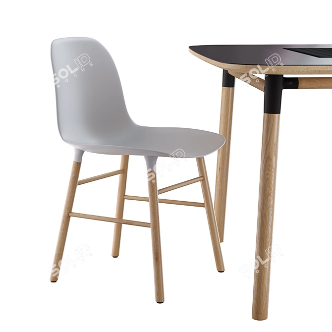 Sleek Normann Copenhagen Table & Chair 3D model image 2