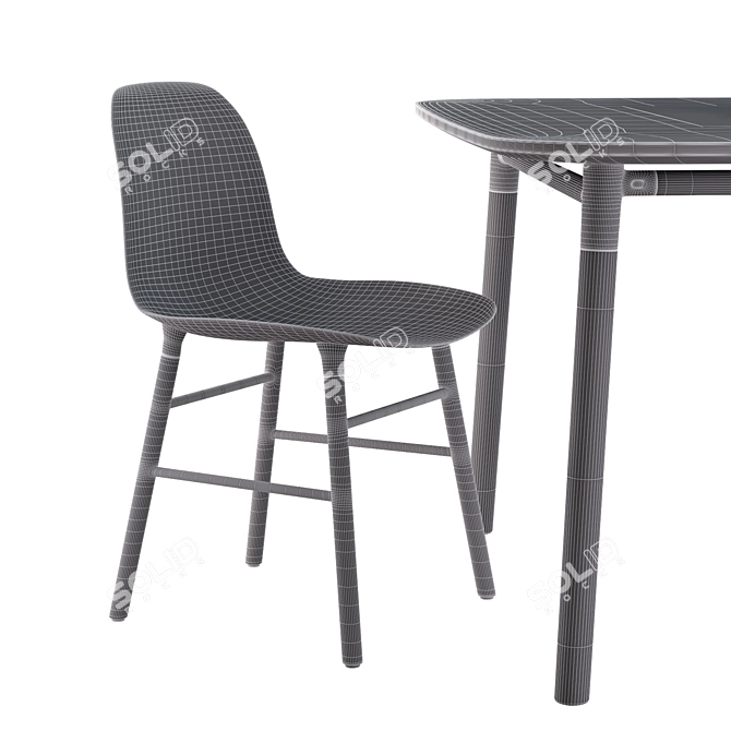 Sleek Normann Copenhagen Table & Chair 3D model image 3
