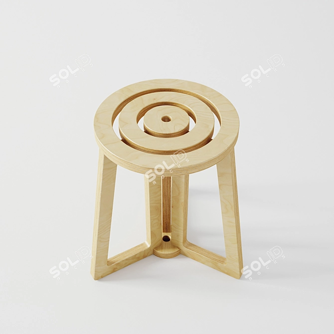 Lightweight Birch Stool: Modern & Stylish 3D model image 1