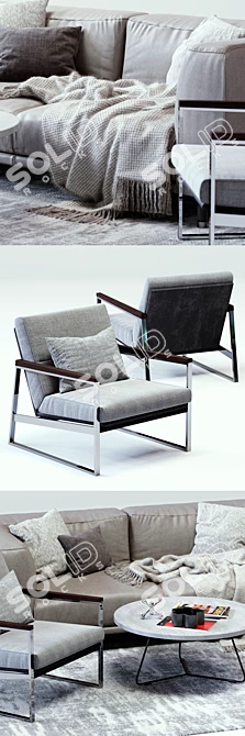 Title: St Germain Sofa & Daytona Armchair Set 3D model image 2