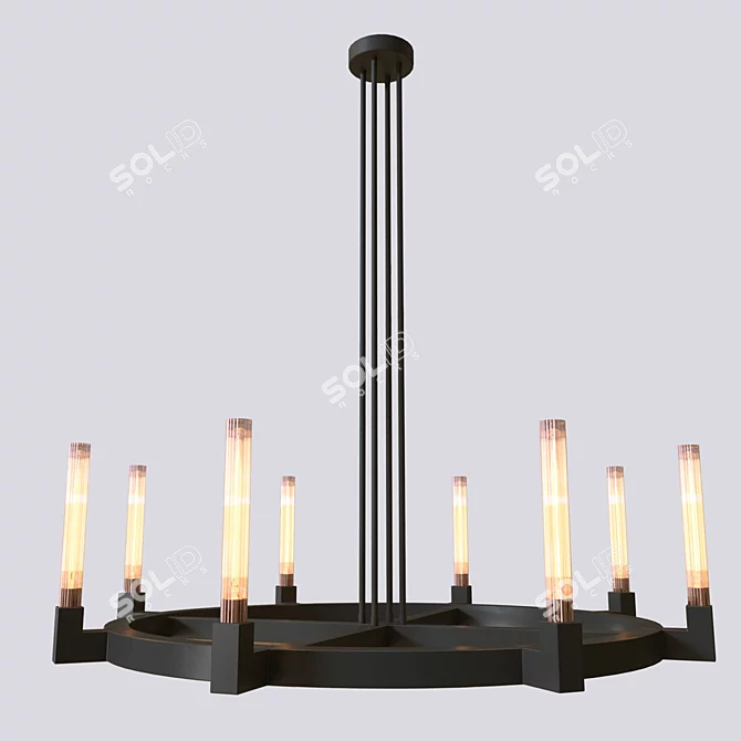 Cannelé Round Chandelier: Elegant, Contemporary Lighting 3D model image 1