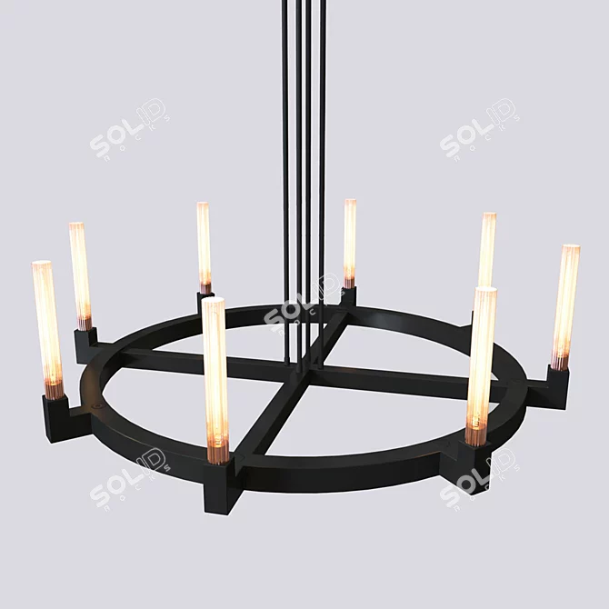 Cannelé Round Chandelier: Elegant, Contemporary Lighting 3D model image 2