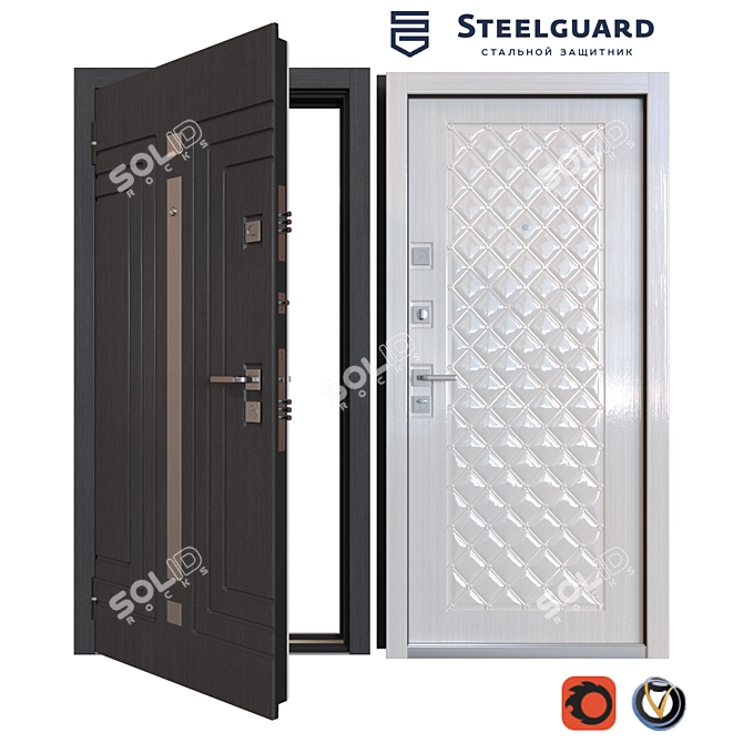 SteelGuard Komo: Durable Metal Door 3D model image 1