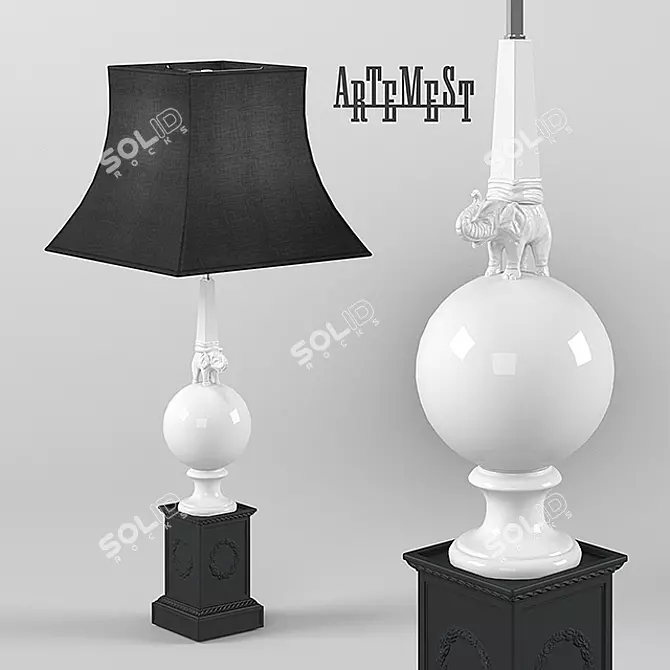 Handcrafted Elephant Desk Lamp 3D model image 1