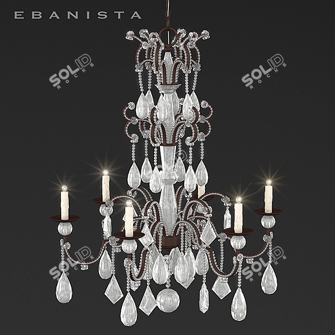 Elegant Huelva Chandelier: Handcrafted Glass Beads & Crystals 3D model image 2