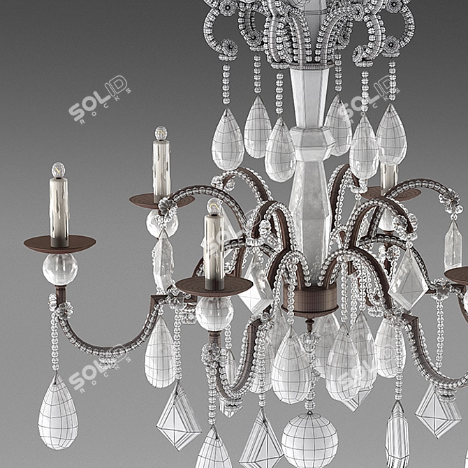 Elegant Huelva Chandelier: Handcrafted Glass Beads & Crystals 3D model image 1