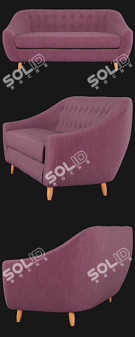 Claudia 3-Seater Fabric Sofa: Comfort meets style! 3D model image 2