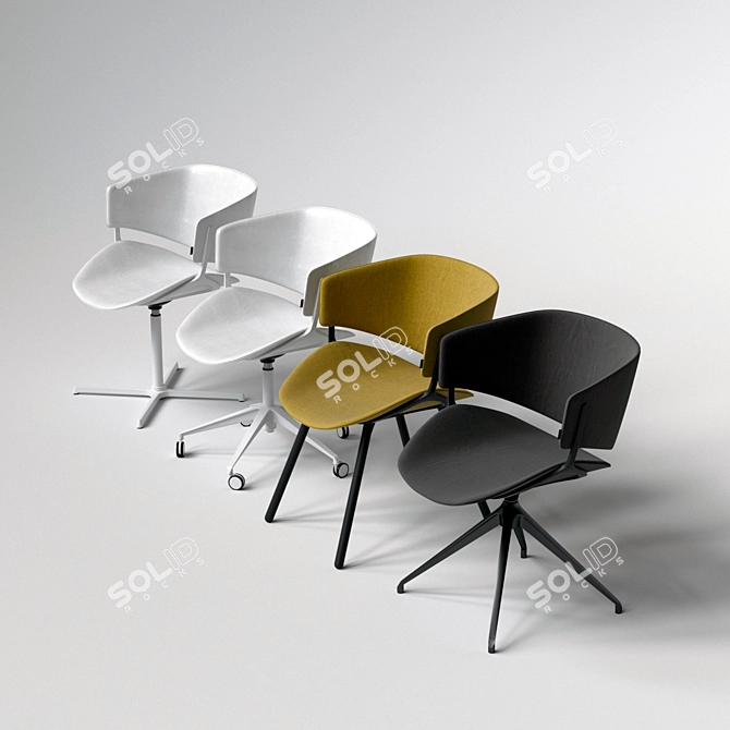 Modern Phoenix Chairs in Various Frame Options 3D model image 3