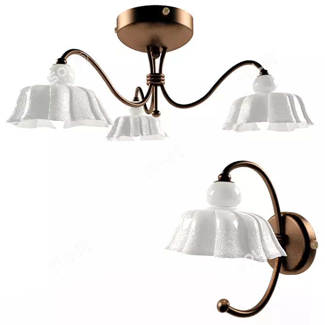 Ferroluce Modena 3-Light Chandelier 3D model image 1